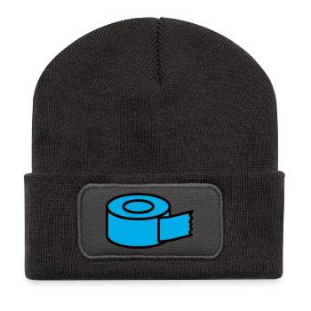 Klebeband Tape Rolle Comic - Recycelte Patch Beanie - Dunkelgrau - Vorne
