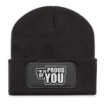 Je suis tellement fier de toi pour t’encourager sincèrement à dire - Beanie recyclé à patch - charbon - Devant