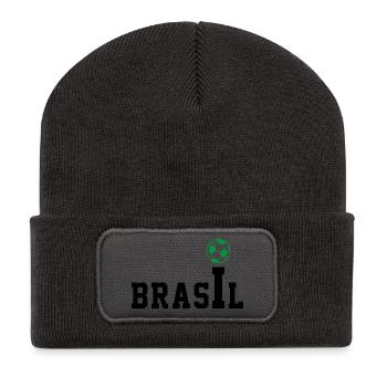 Brasil College Schriftzug Fussball Shirt - Recycelte Patch Beanie - Dunkelgrau - Vorne