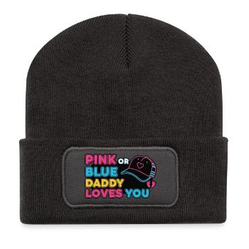 Révélation du genre : rose ou bleu Papa t’aime, bébé - Beanie recyclé à patch - charbon - Devant