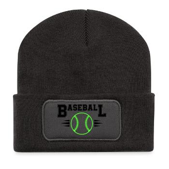 Neon Baseball Ball with Illuminated Stitches - Recycled Patch Beanie - dark grey - Front