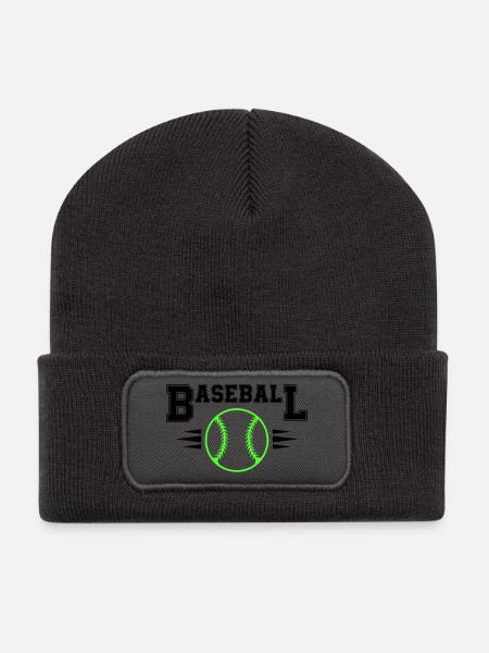 Neon Baseballball mit Leuchtstichen - Recycelte Patch Beanie - Dunkelgrau