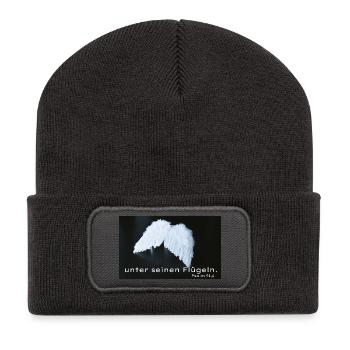 Engelflügel Psalm 91:4 - Recycelte Patch Beanie - Dunkelgrau - Vorne