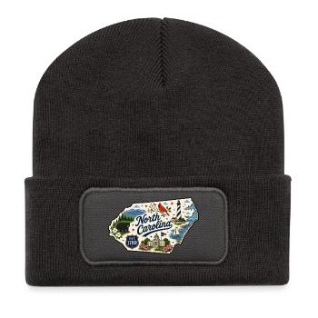 North Carolina Tar Heel State Vintage-Aufkleber - Recycelte Patch Beanie - Dunkelgrau - Vorne