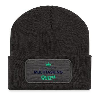 Diplomierte Multitasking Queen Tasse - Recycelte Patch Beanie - Dunkelgrau - Vorne