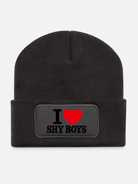 I Love shy boy - Recycelte Patch Beanie - Dunkelgrau