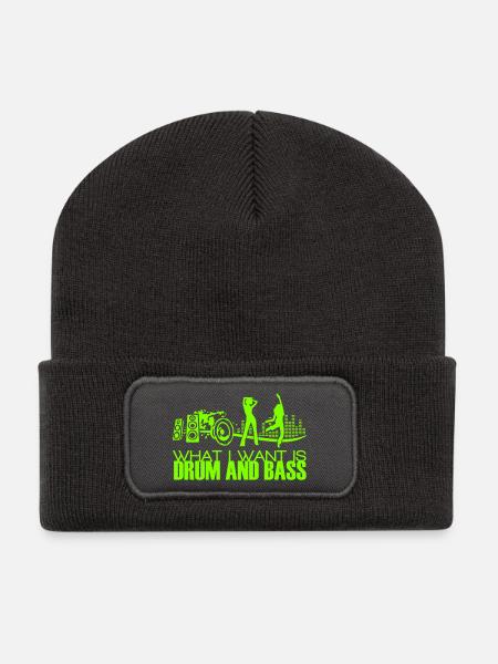 what i want is drum and bass - Recycelte Patch Beanie - Dunkelgrau