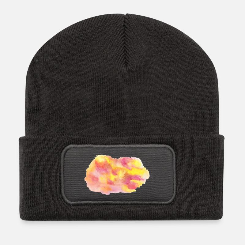 Aquarellhintergrund Rot - Recycelte Patch Beanie - Dunkelgrau