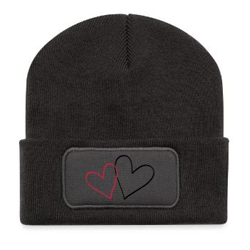 Herzen Herz Geschenkidee Partnerlook - Recycelte Patch Beanie - Dunkelgrau - Vorne