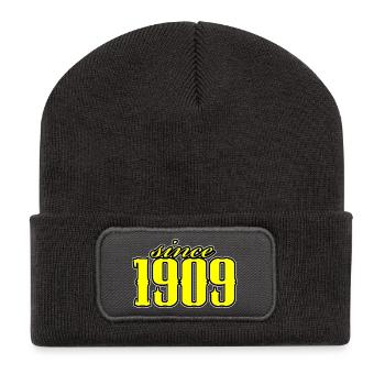 depuis 1909 (jaune) - Beanie recyclé à patch - charbon - Devant