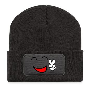 Smiley - Beanie recyclé à patch - charbon - Devant