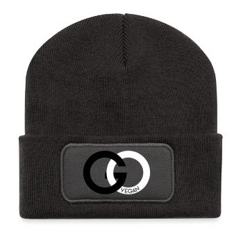 GO VEGAN SIGN - Recycelte Patch Beanie - Dunkelgrau - Vorne