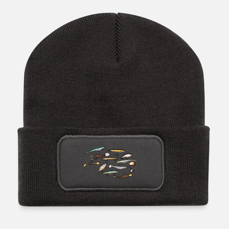 Lures And Baits - Angeln Köder Fischen Fisch - Recycelte Patch Beanie - Dunkelgrau