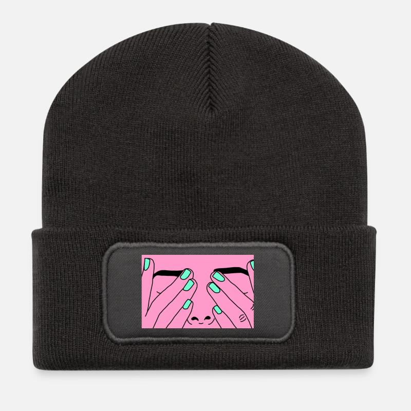 Face rose - Recycled Patch Beanie - dark grey