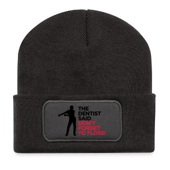 Der Zahnarzt sagte, nicht zu FLOSS Tanz vergessen - Recycelte Patch Beanie - Dunkelgrau - Vorne