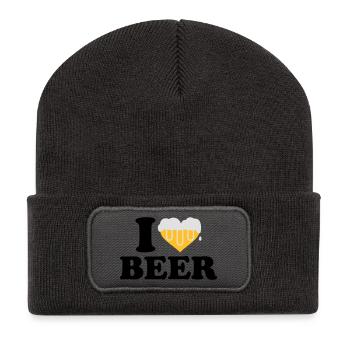 I love beer - Recycled Patch Beanie - dark grey - Front