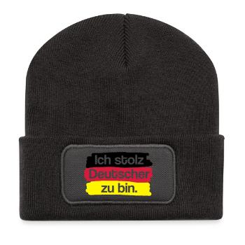 I'm proud to be German. - Recycled Patch Beanie - dark grey - Front