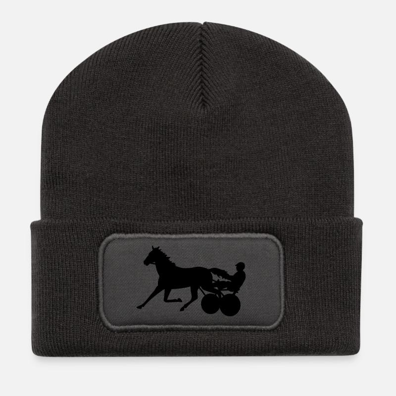 trabrennen traber pferderennen - Recycelte Patch Beanie - Dunkelgrau