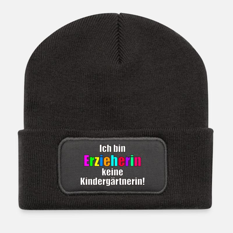 Erzieherin - Recycelte Patch Beanie - Dunkelgrau
