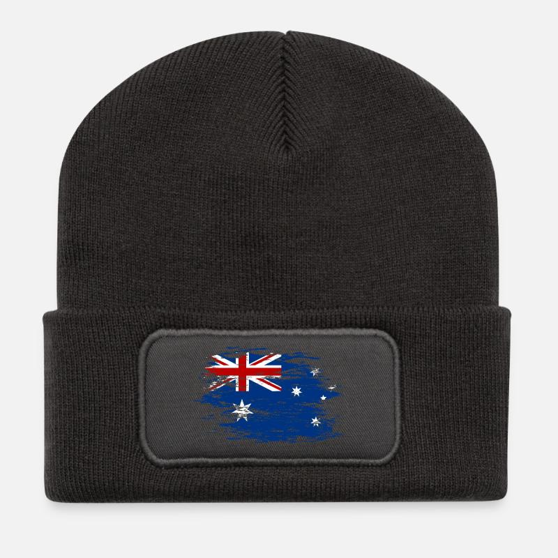 Australien Flagge used - Recycelte Patch Beanie - Dunkelgrau