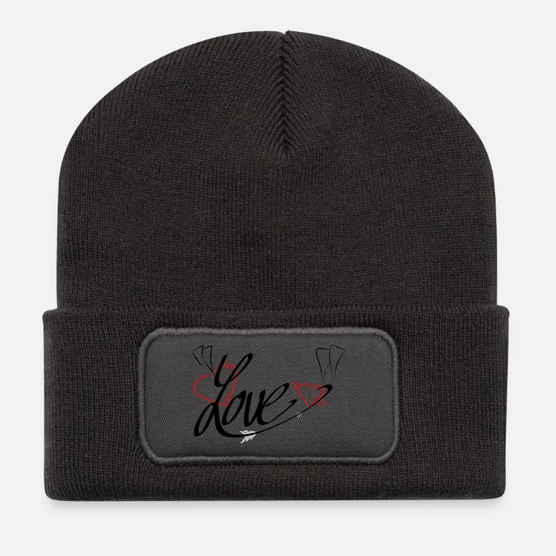 Love - Recycelte Patch Beanie - Dunkelgrau