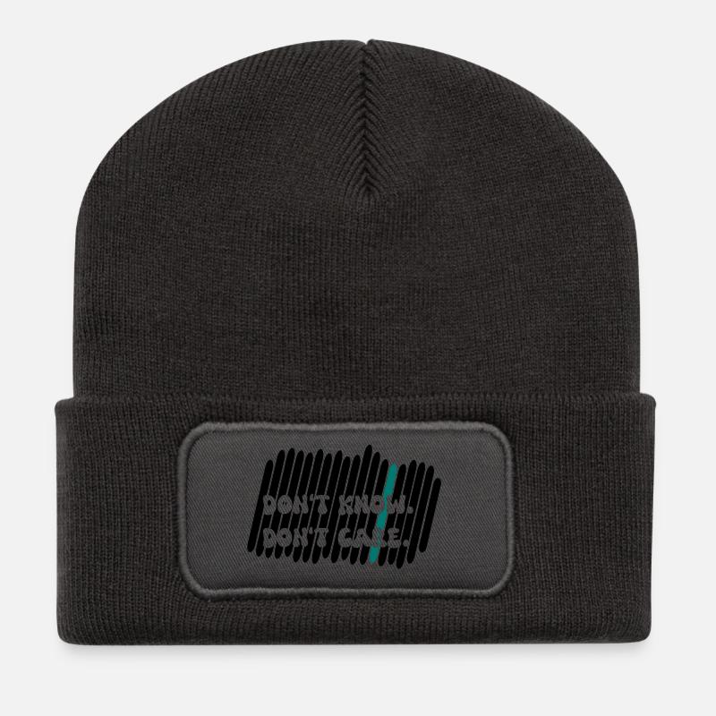 don't care - Recycelte Patch Beanie - Dunkelgrau