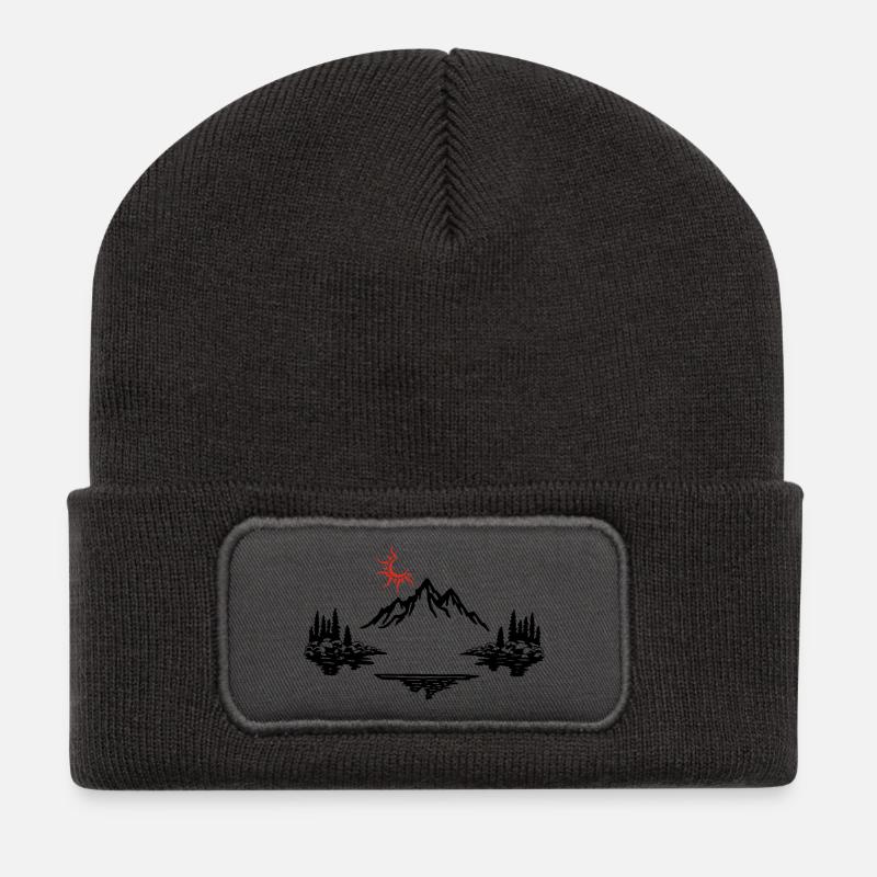 Paysage montagnard noir - Beanie recyclé à patch - charbon