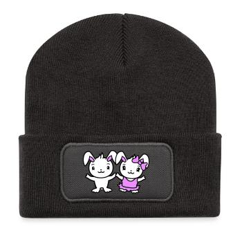 2 Bunnies Two Girlfriend Love Couple In Love Cute - Recycled Patch Beanie - dark grey - Front