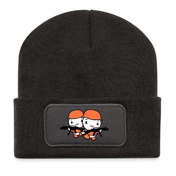 2 Enten Soldat Armee Berufssoldat Helm Waffe rennt - Recycelte Patch Beanie - Dunkelgrau - Vorne