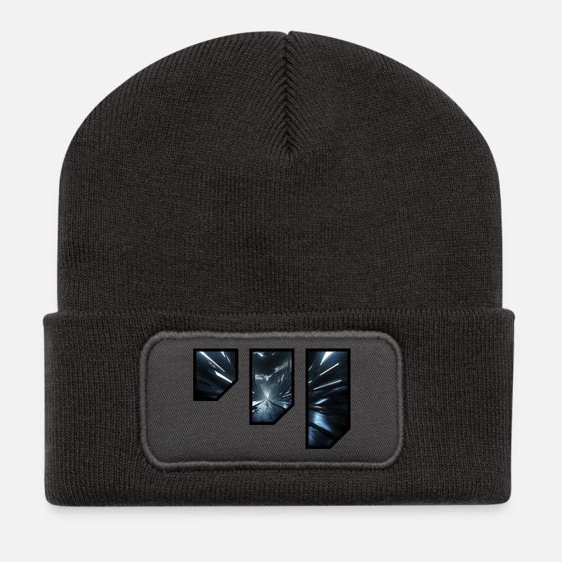 Futuristisches Sci-Fi-Korridor-Design - Recycelte Patch Beanie - Dunkelgrau