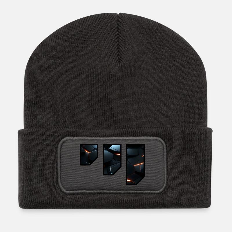 Futuristisches geometrisches Lichtmuster - Recycelte Patch Beanie - Dunkelgrau