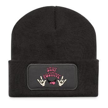 Playful Positive Vibes Typography Design - Recycled Patch Beanie - dark grey - Front