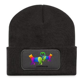 Fille préférée chat | Drôle d’amoureux des chats - Beanie recyclé à patch - charbon - Devant