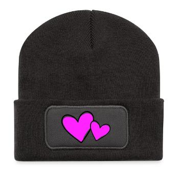 Herzen Symbol Liebe - Recycelte Patch Beanie - Dunkelgrau - Vorne