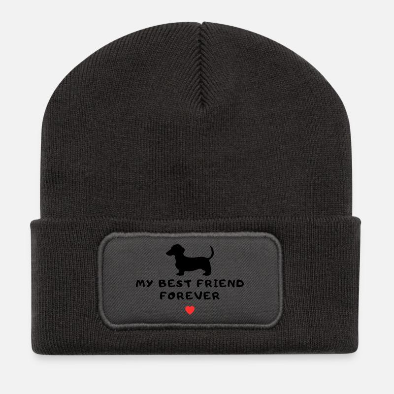 Dackel Dachshund - Recycelte Patch Beanie - Dunkelgrau