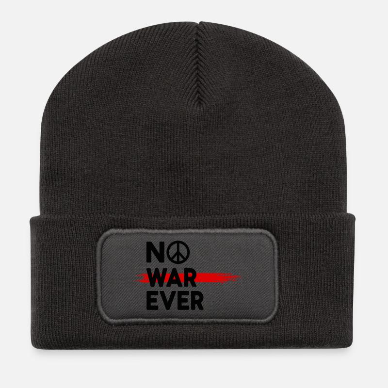 No War Ever Peace Peace Sign - Recycled Patch Beanie - dark grey