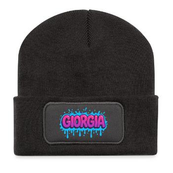 Graffiti  Georgia Prénom cadeau idéal imprimable - Beanie recyclé à patch - charbon - Devant