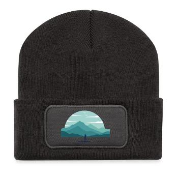 Paddleboard Dawn Over Peaks - Recycelte Patch Beanie - Dunkelgrau - Vorne