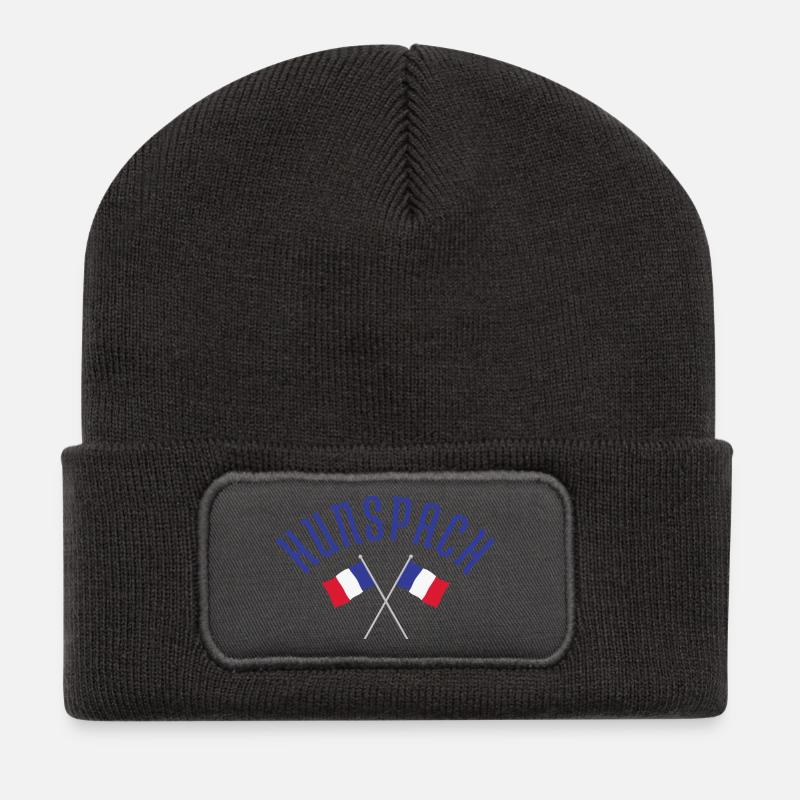Emblème des drapeaux français croisés de Hunspach - Beanie recyclé à patch - charbon