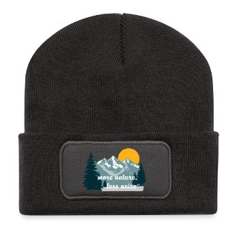 Mehr Natur, weniger Lärm - Recycelte Patch Beanie - Dunkelgrau - Vorne