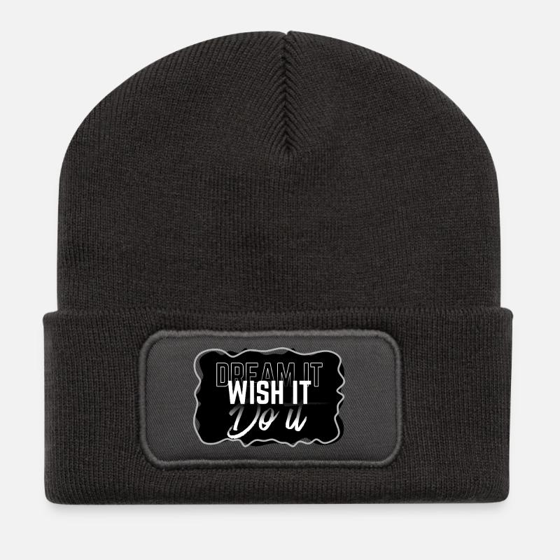 Dream Wish Do It - Recycled Patch Beanie - dark grey