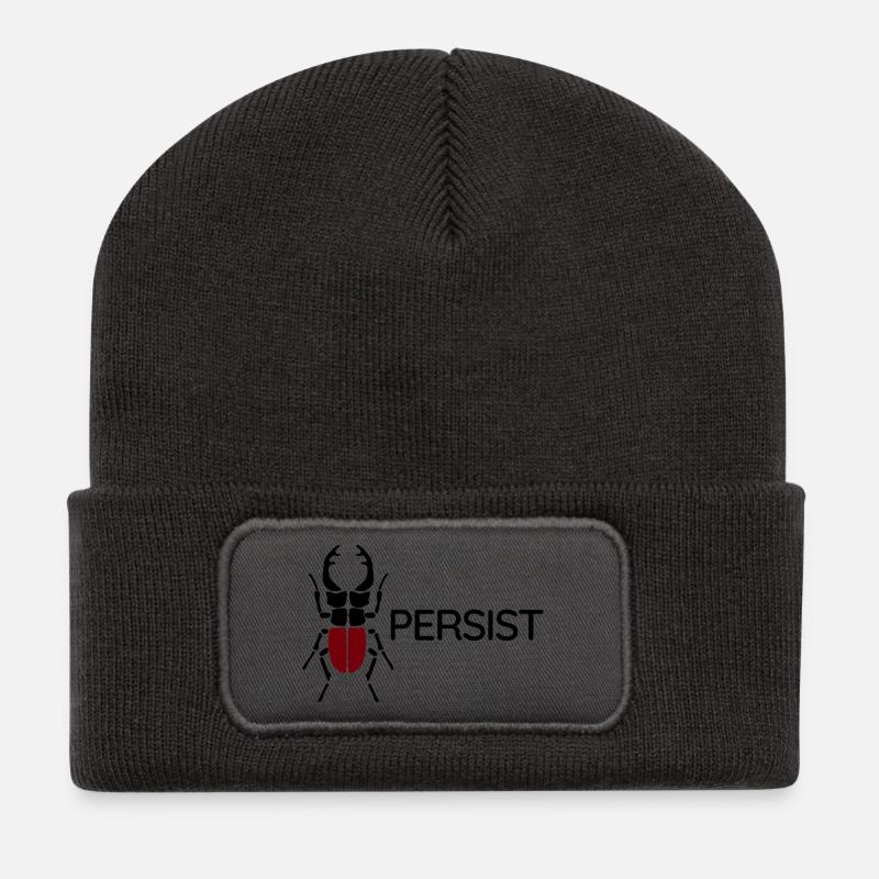 Scarabée cerf - Persiste - Beanie recyclé à patch - charbon