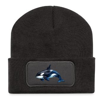 Oceanic Orca Watercolor - Recycled Patch Beanie - dark grey - Front