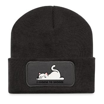 Ich entscheide mich zu dösen - Recycelte Patch Beanie - Dunkelgrau - Vorne
