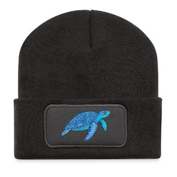 Meeresschildkröte blau - Recycelte Patch Beanie - Dunkelgrau - Vorne