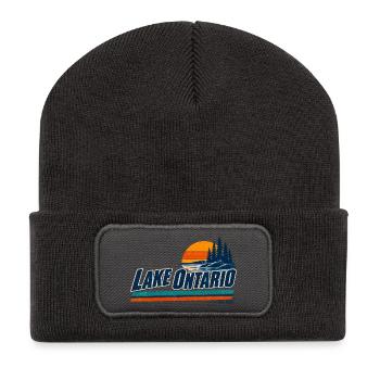 Lake Ontario EST 1656 Retro - Recycelte Patch Beanie - Dunkelgrau - Vorne