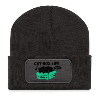 Cat Box Life Katzen Logo - Recycelte Patch Beanie - Dunkelgrau - Vorne