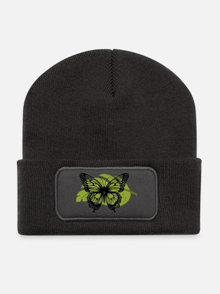 Schmetterling - Recycelte Patch Beanie - Dunkelgrau