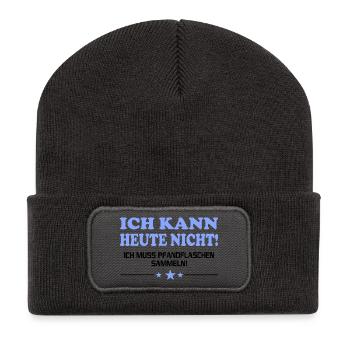 Pfandflaschen Pfandgeld Rentner Rentnerin Sprüche - Recycelte Patch Beanie - Dunkelgrau - Vorne