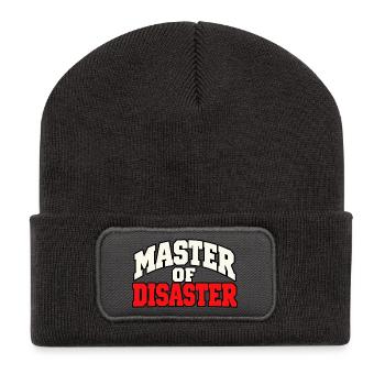 Master of Disaster – Lustiger Chaos Spruch - Recycelte Patch Beanie - Dunkelgrau - Vorne